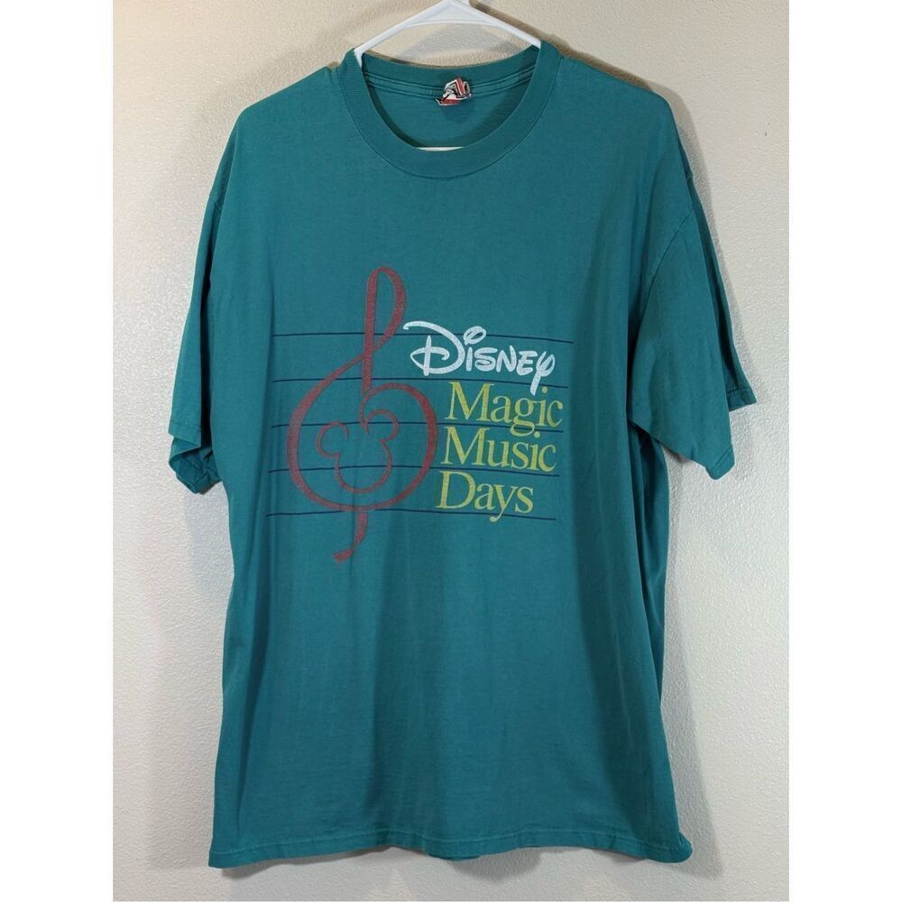 Vintage Walt Disney Designs Magic Music Days One Size T-Shirt in Blue Green